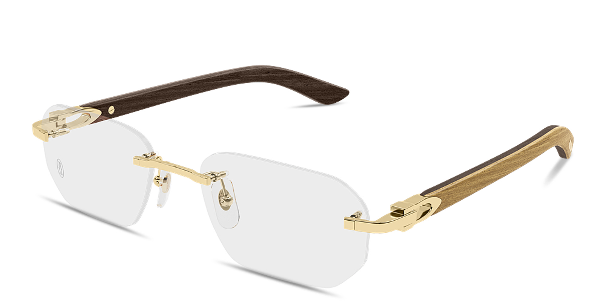 Shop Cartier Signature C de Cartier Wide Rimless Irregular Eyeglasses in Polished Gold online.
