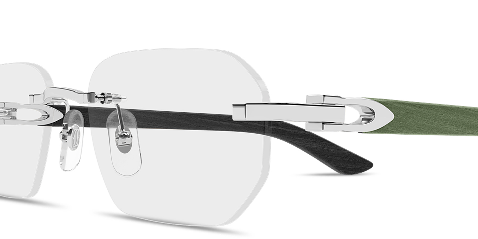 Shop Cartier Signature C de Cartier Wide Rimless Irregular Eyeglasses in Ruthenium online.