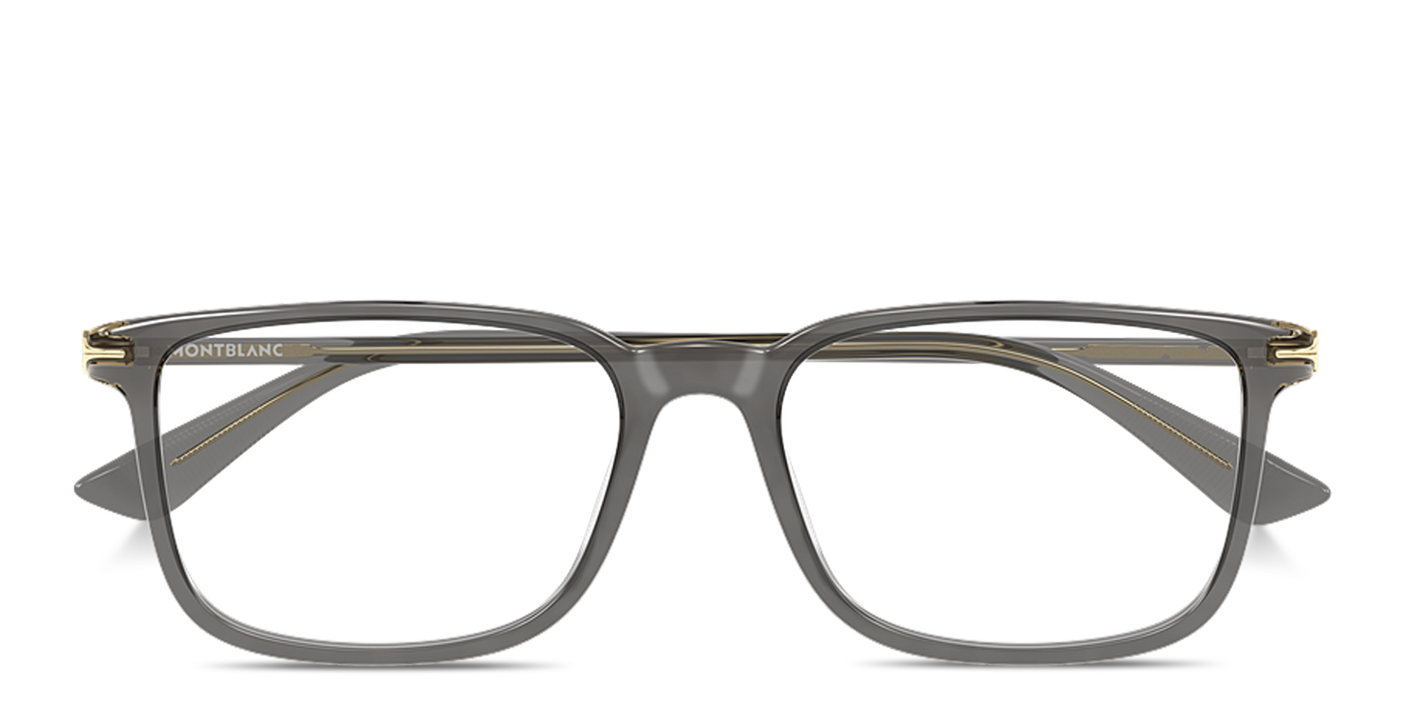 Shop MONTBLANC Nib Rectangle Eyeglasses in Transparent Grey online.