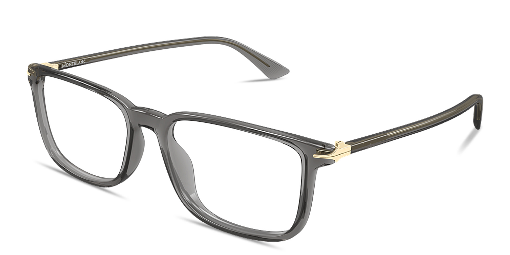 Shop MONTBLANC Nib Rectangle Eyeglasses in Transparent Grey online.
