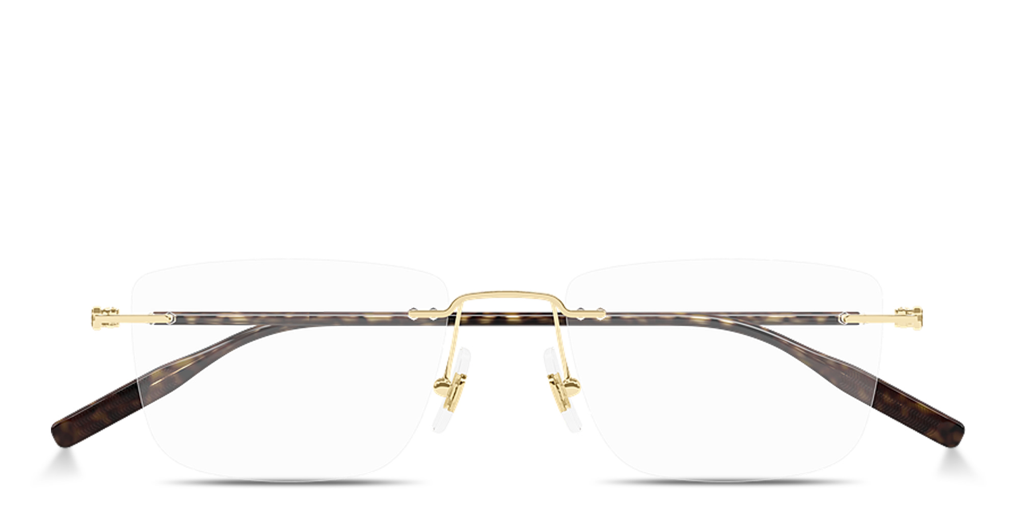 Shop MONTBLANC Snowcap Rimless Rectangle Eyeglasses in Gold online.