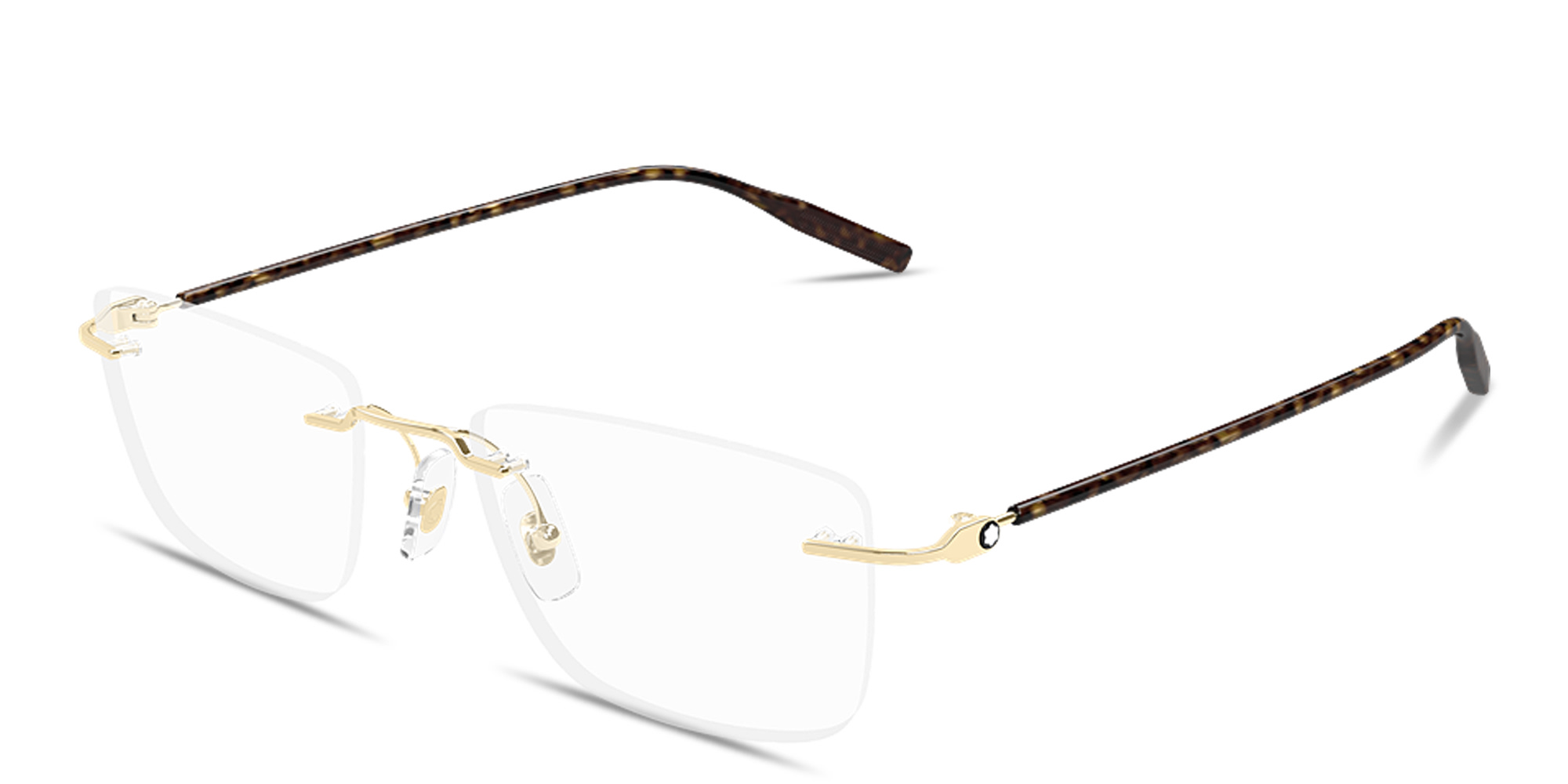 Shop MONTBLANC Snowcap Rimless Rectangle Eyeglasses in Gold online.