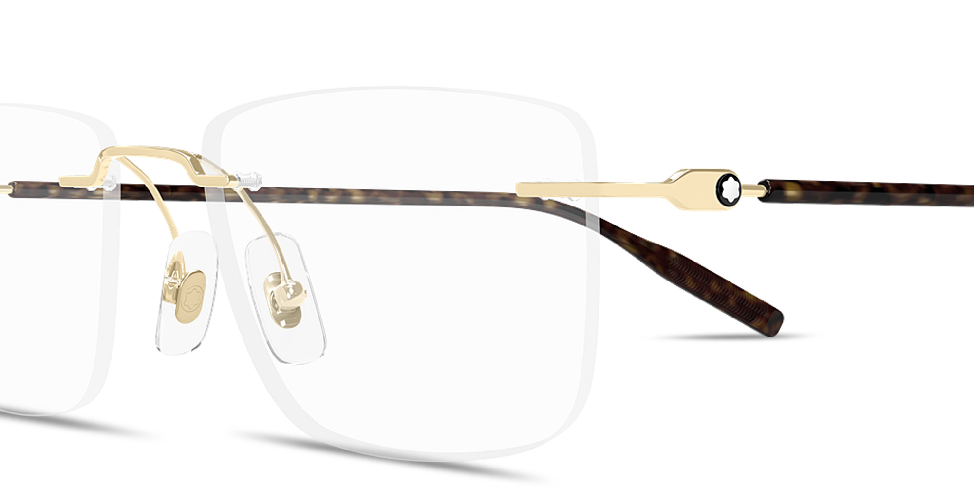 Shop MONTBLANC Snowcap Rimless Rectangle Eyeglasses in Gold online.