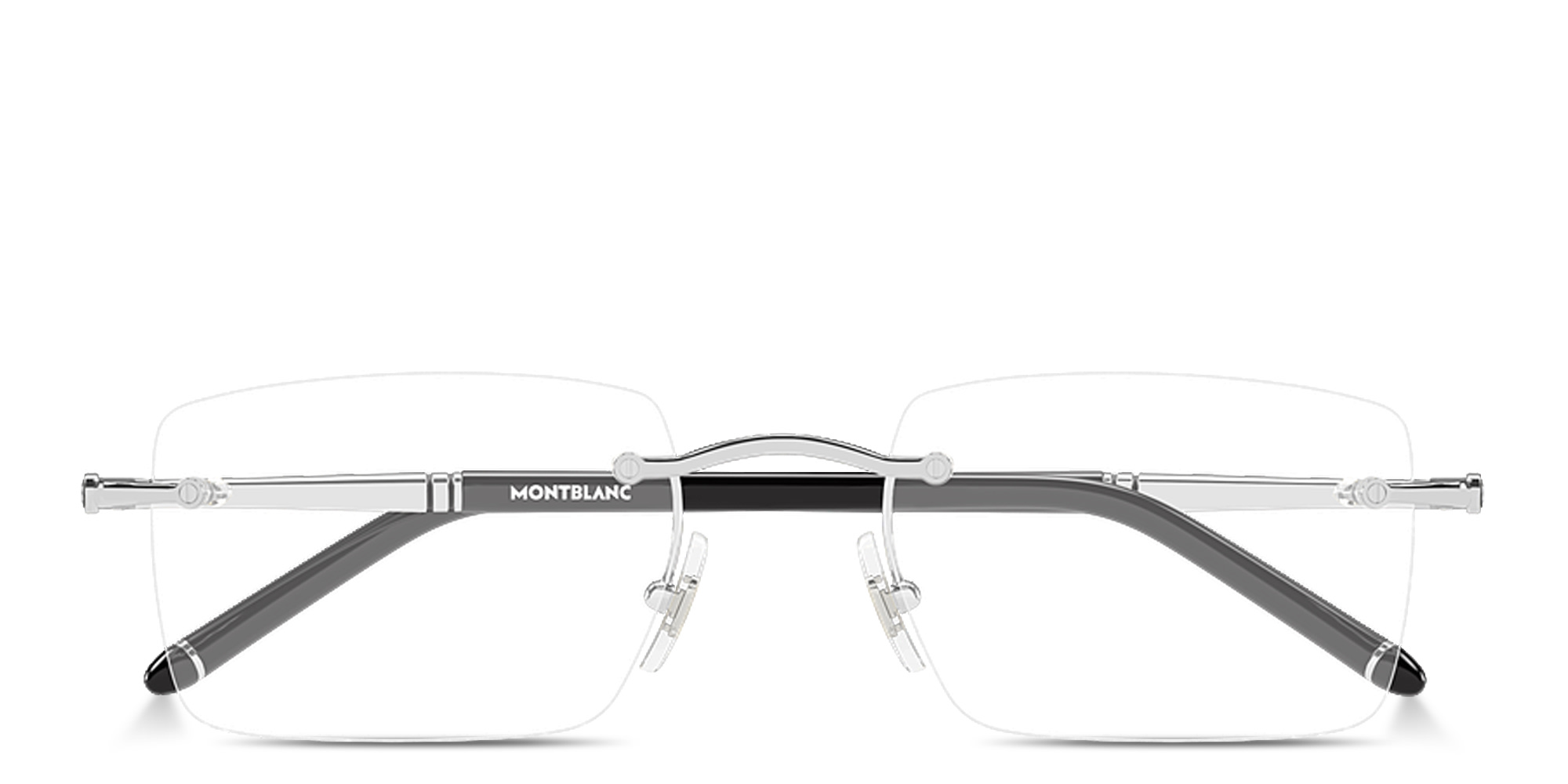 Shop MONTBLANC Meisterstück Rimless Rectangle Eyeglasses in Silver online.