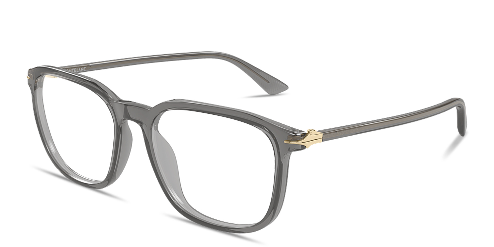 Shop MONTBLANC Nib Rectangle Eyeglasses in Transparent Grey online.