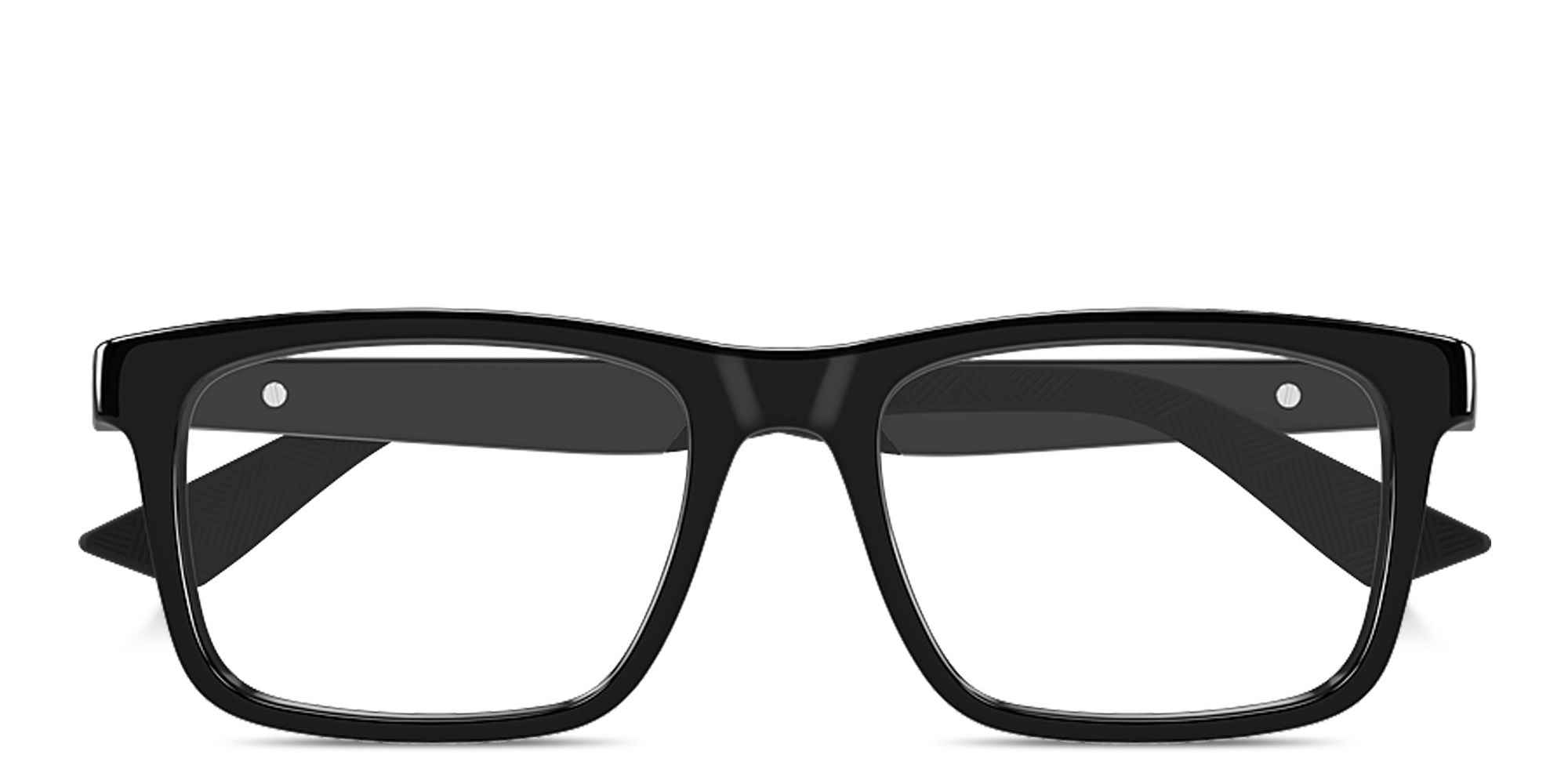 Shop MONTBLANC Snowcap Wide Rectangle Eyeglasses in Black online.
