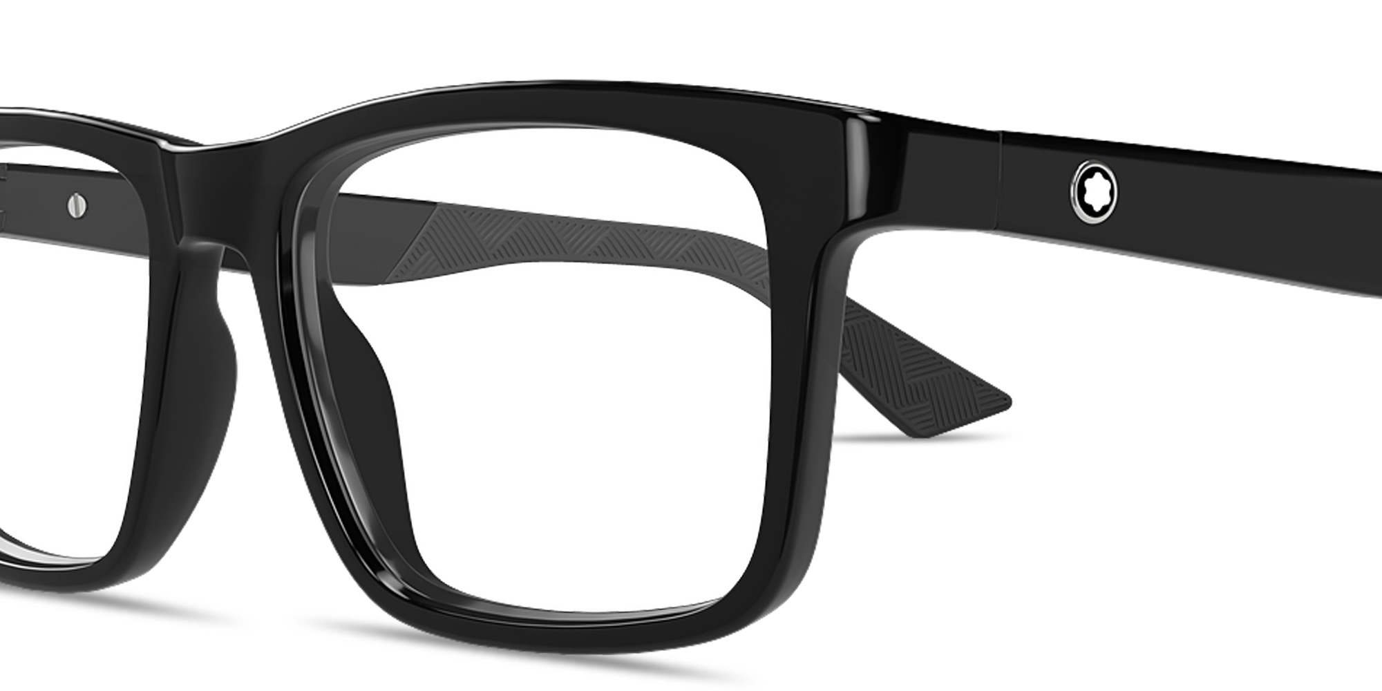 Shop MONTBLANC Snowcap Wide Rectangle Eyeglasses in Black online.