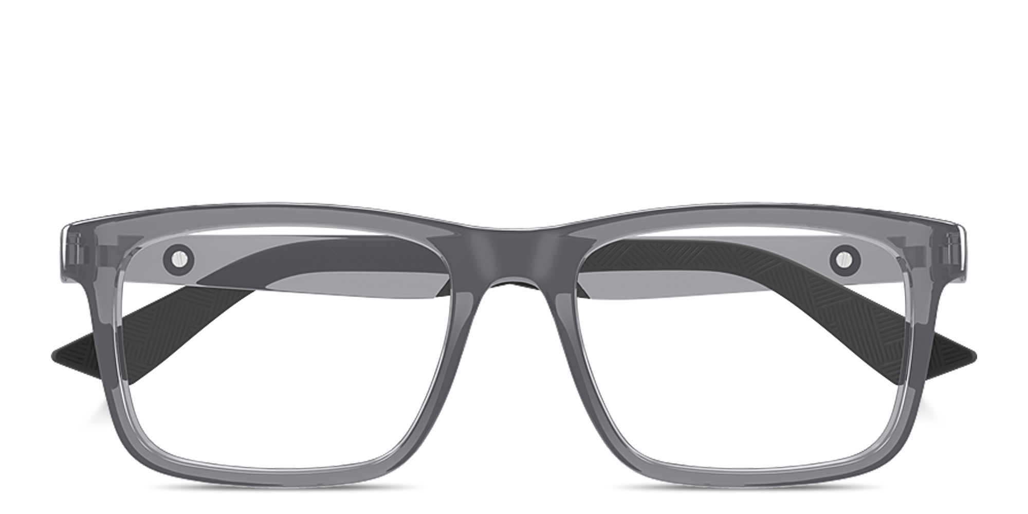 Shop MONTBLANC Snowcap Wide Rectangle Eyeglasses in Transparent Grey online.