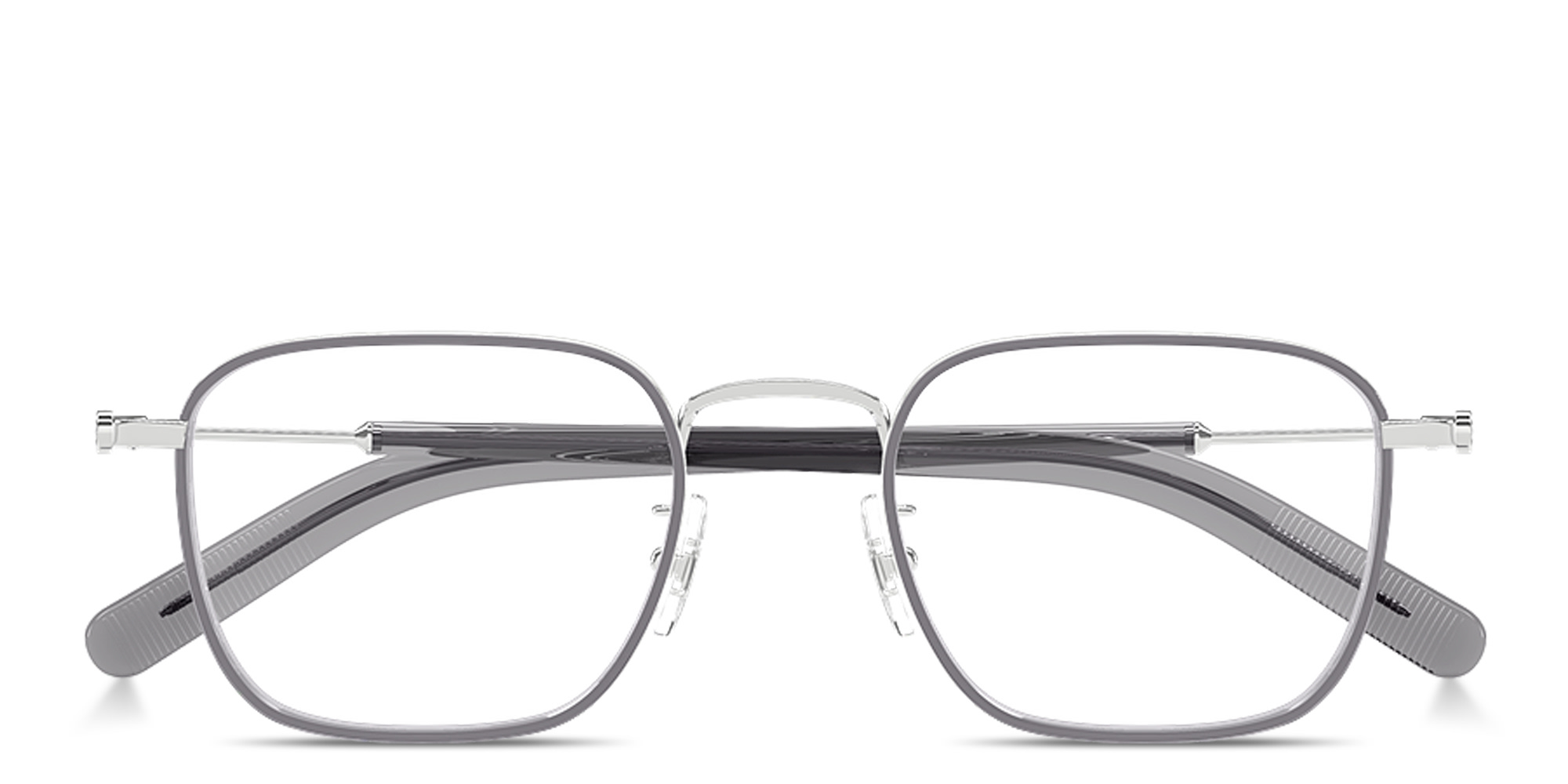 Shop MONTBLANC Snowcap Square Eyeglasses in Silver online.