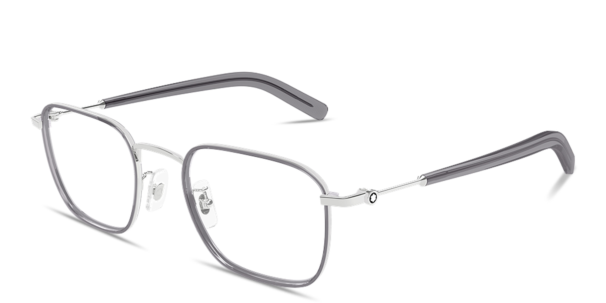Shop MONTBLANC Snowcap Square Eyeglasses in Silver online.