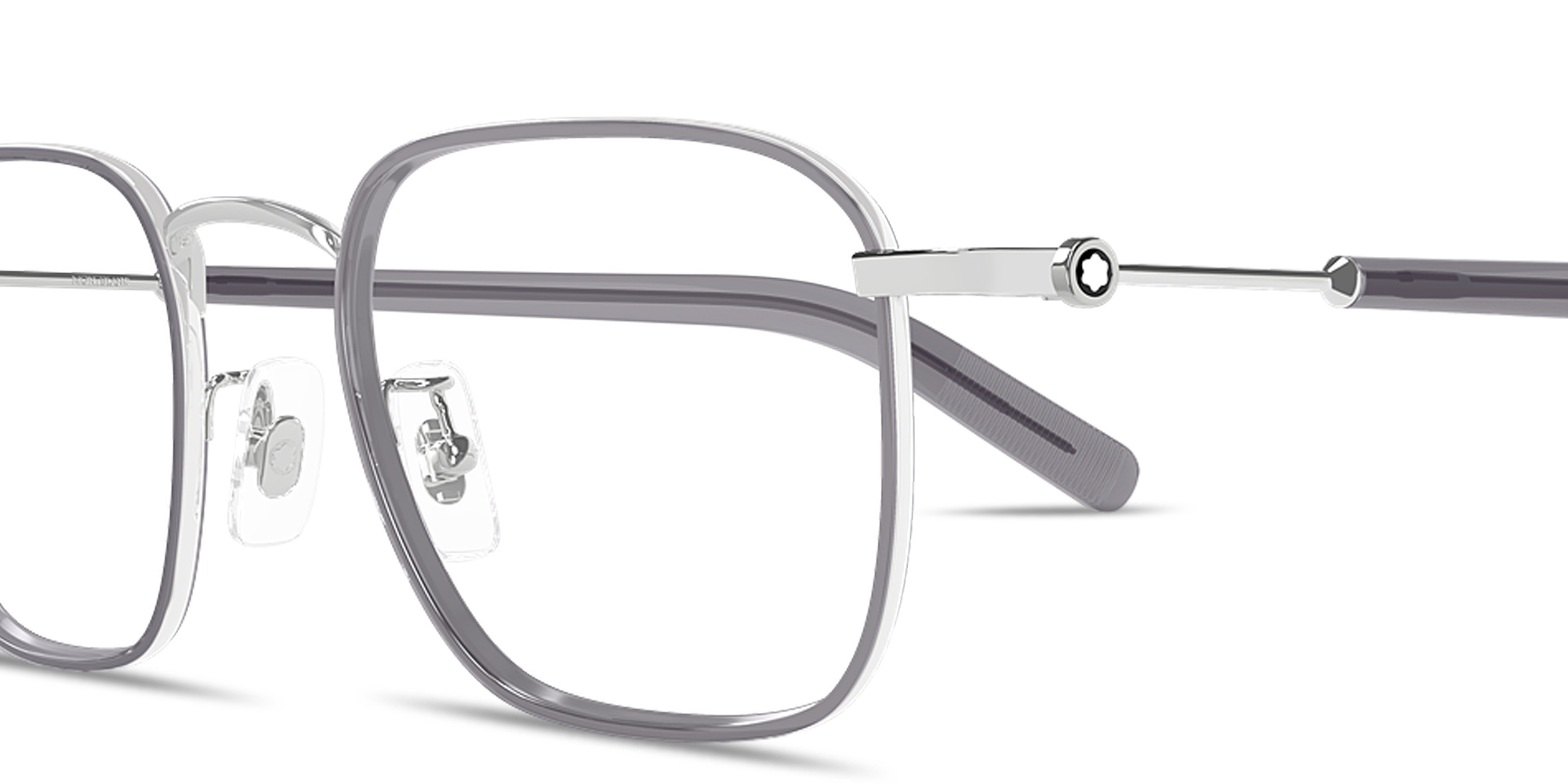 Shop MONTBLANC Snowcap Square Eyeglasses in Silver online.