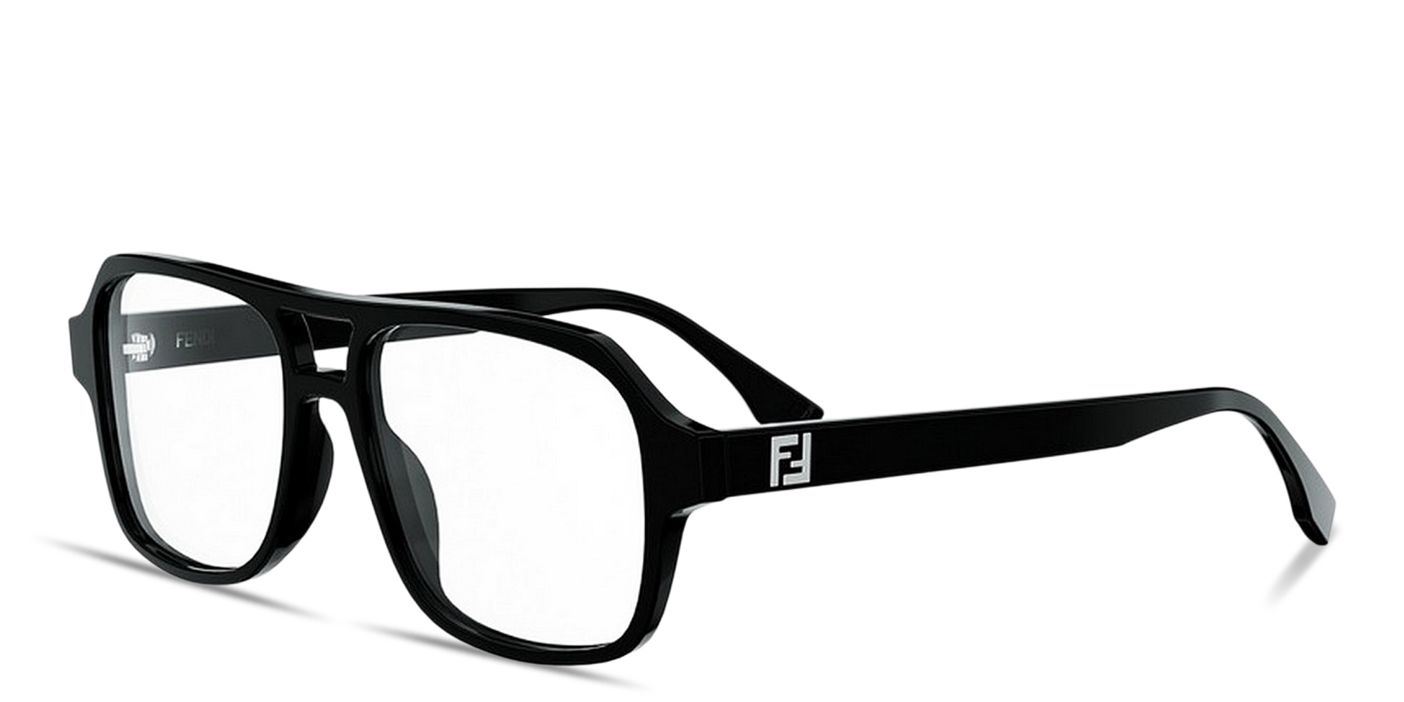Shop FENDI FF Squared Square Eyeglasses in Black online.