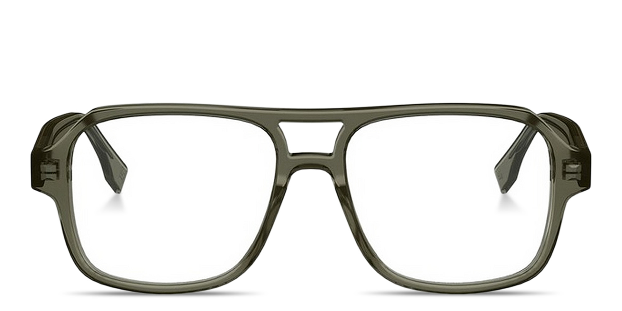 Shop FENDI FF Squared Square Eyeglasses in Transparent khaky online.