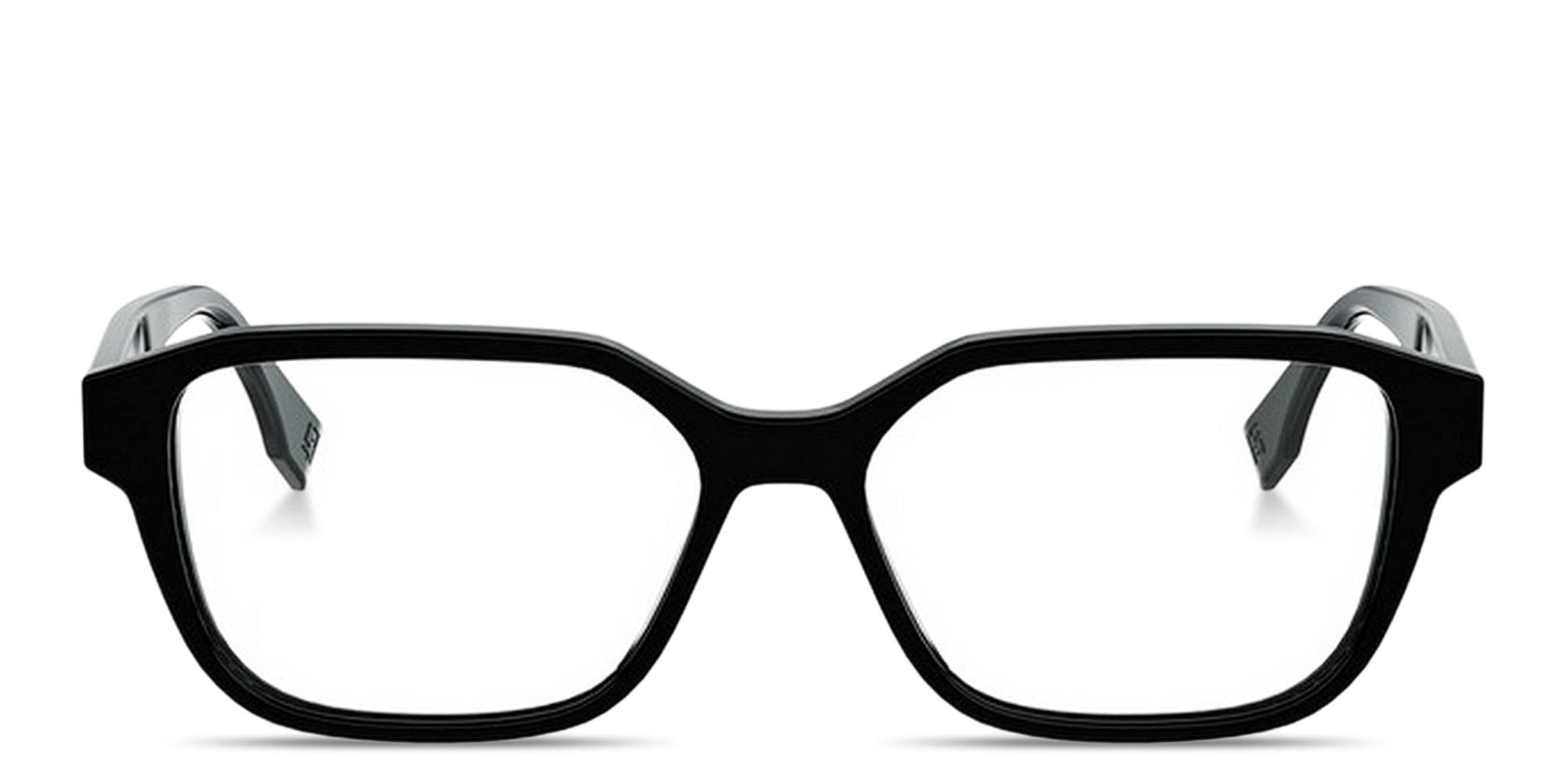 Shop FENDI FF Squared Wide Rectangle Eyeglasses in Black online.