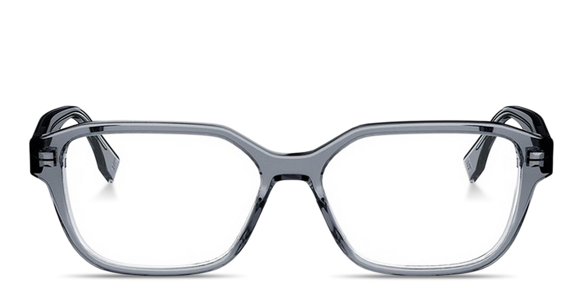 Shop FENDI FF Squared Wide Rectangle Eyeglasses in Transparent Grey online.