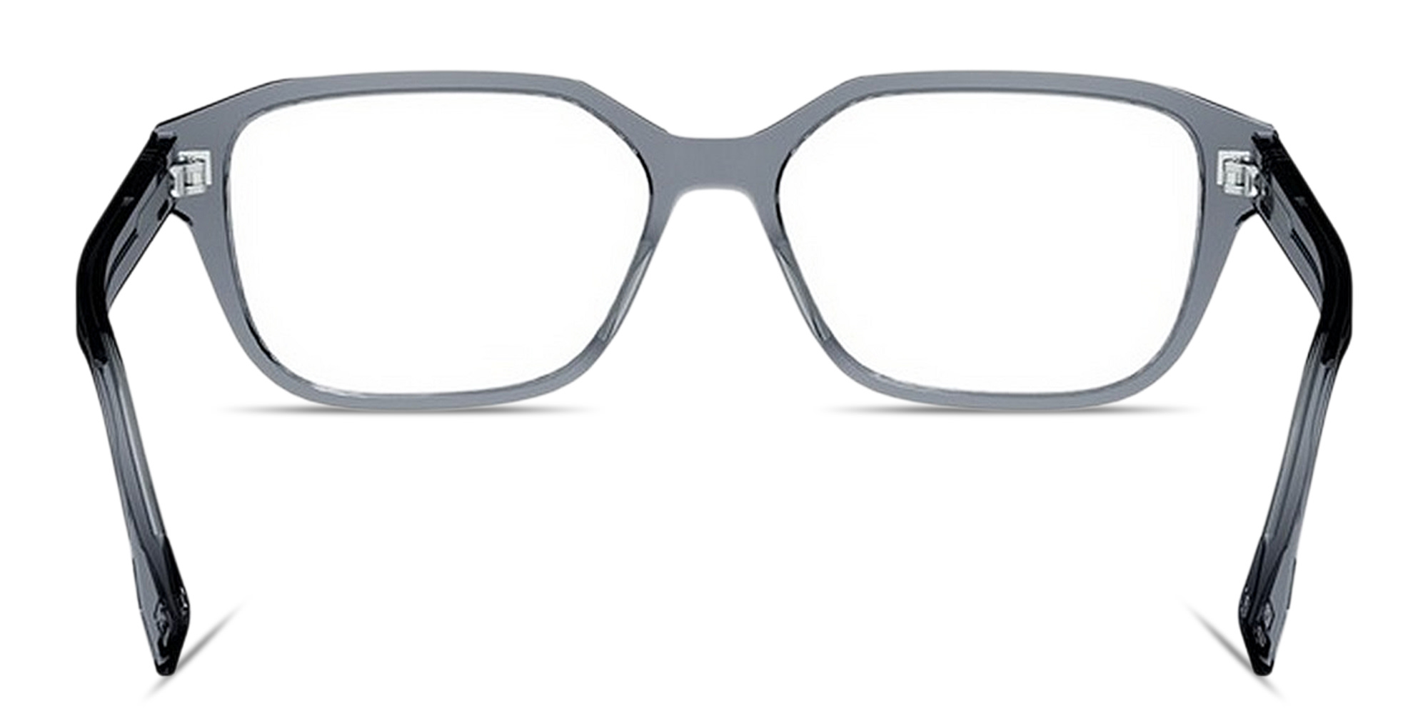 Shop FENDI FF Squared Wide Rectangle Eyeglasses in Transparent Grey online.