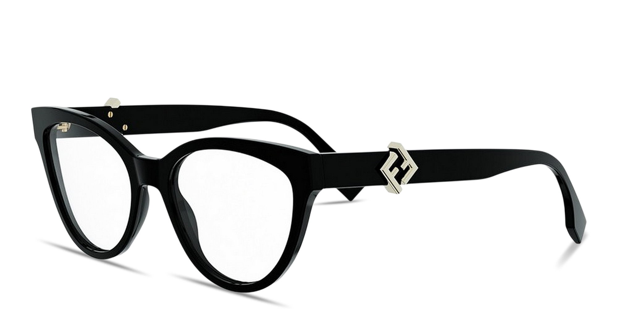 Shop FENDI FF Diamonds Cat-Eye Eyeglasses in Black online.