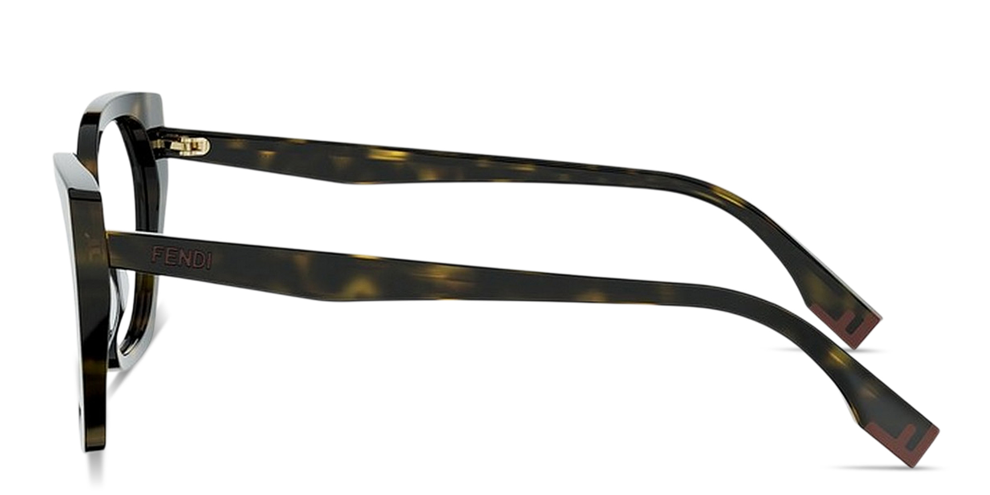 Shop FENDI Way Irregular Eyeglasses in Dark Havana online.