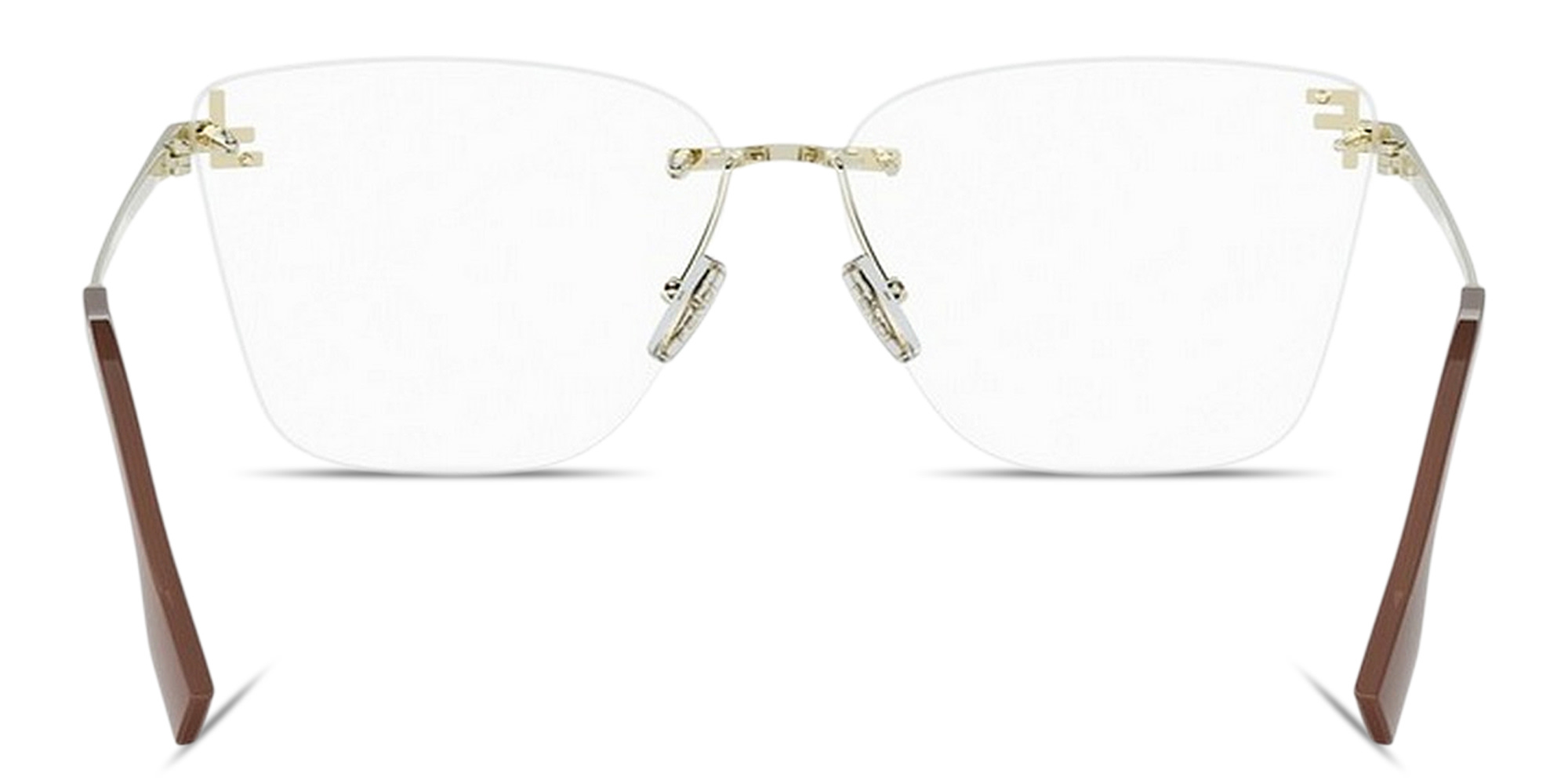 Shop FENDI First Crystal Wide Rimless Square Eyeglasses in Light Gold online.
