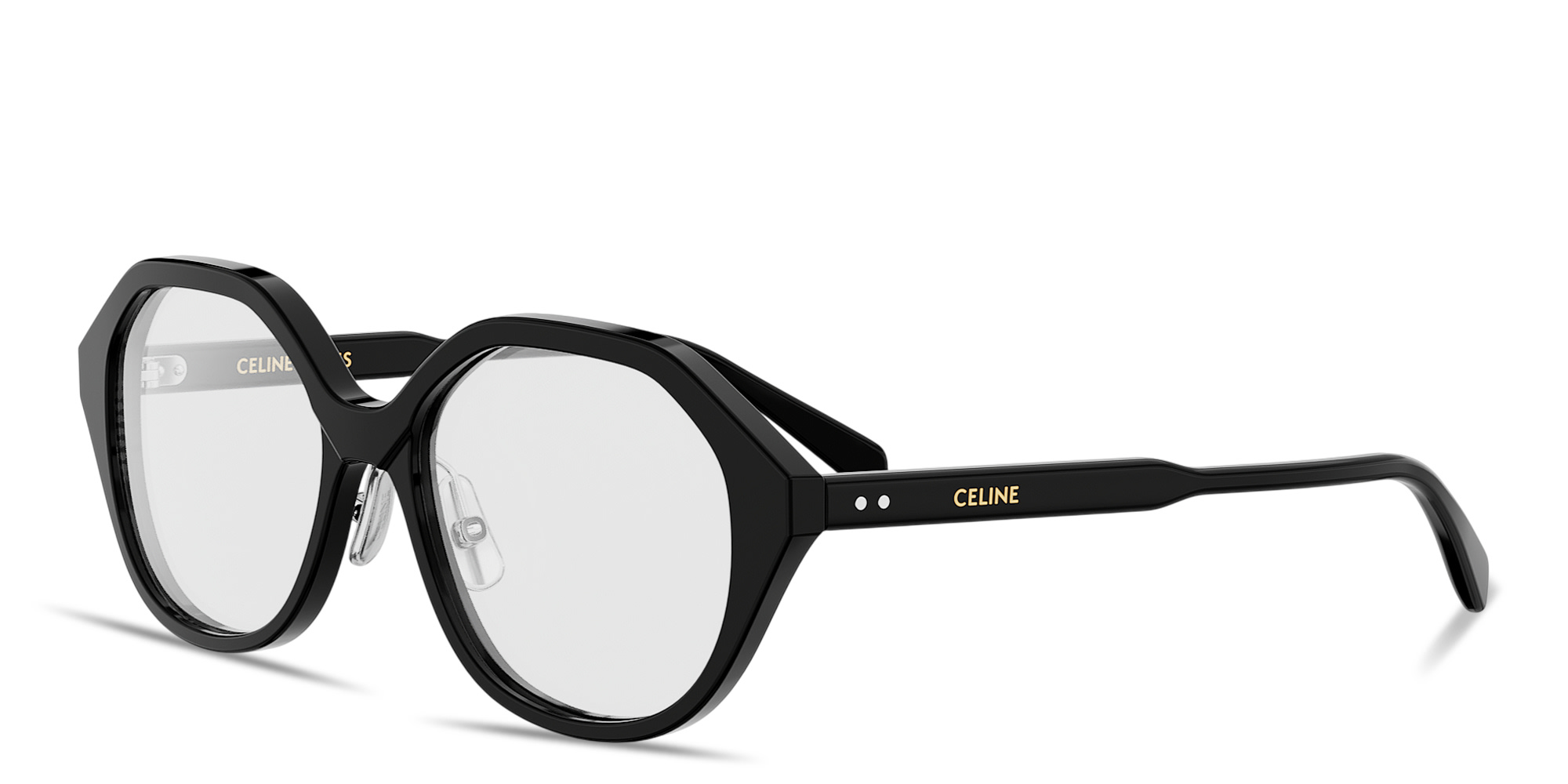 Shop CELINE CELINE Thin Geometric Eyeglasses in Black online.