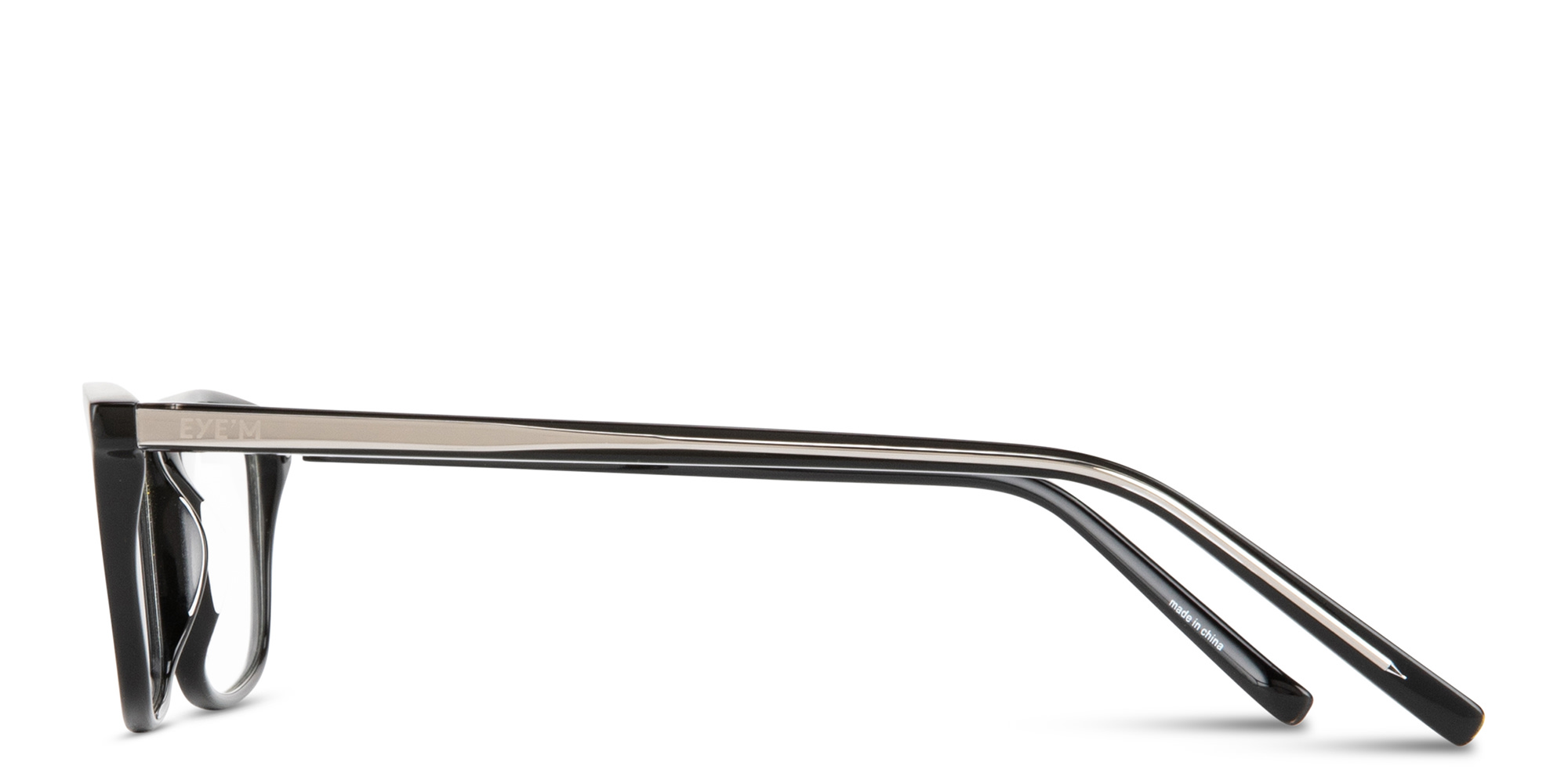 Shop EYE'M Logo Signature Wide Rectangle Eyeglasses in Black online.