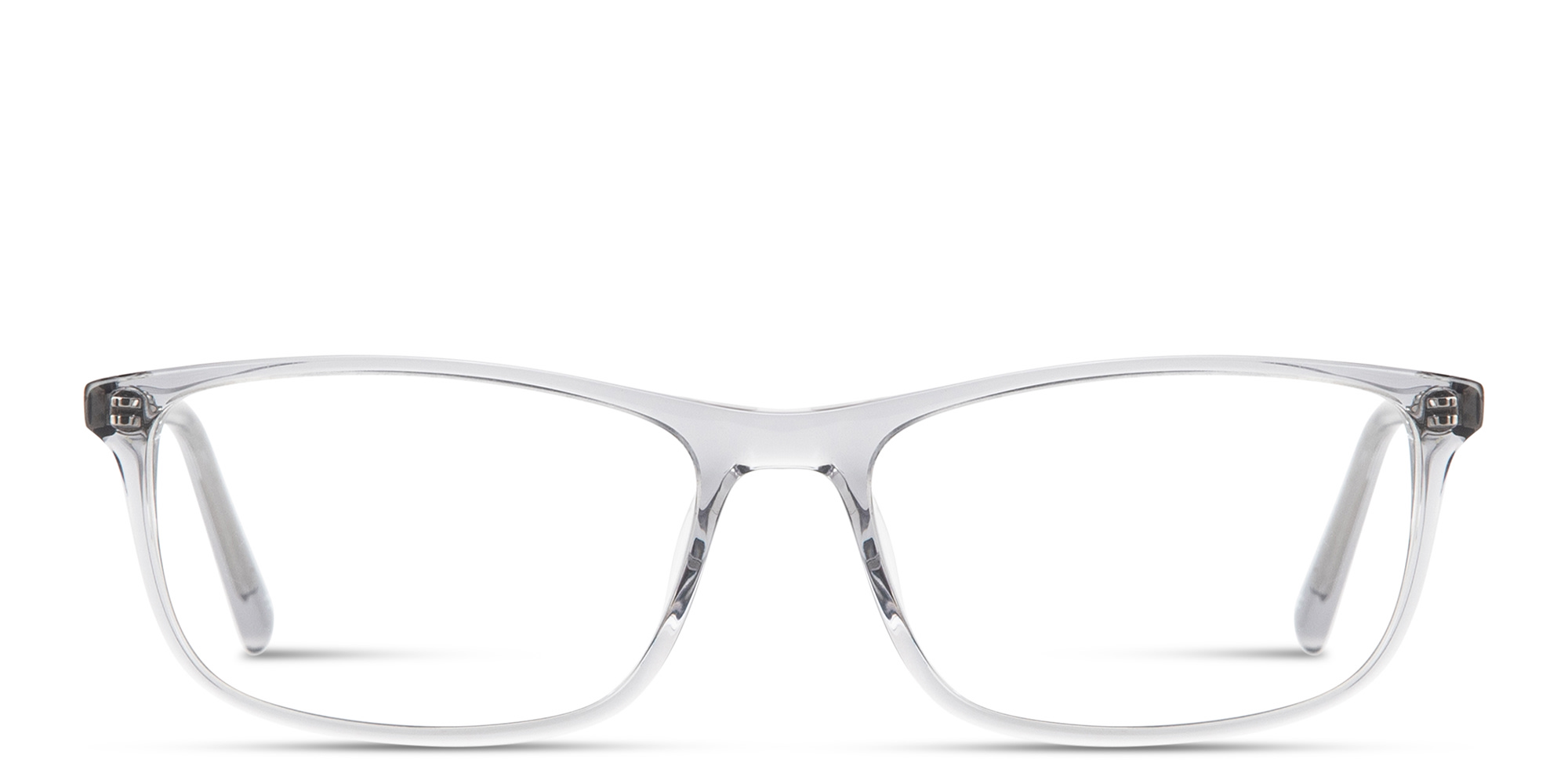 Shop EYE'M Logo Signature Wide Rectangle Eyeglasses in Transparent Grey online.