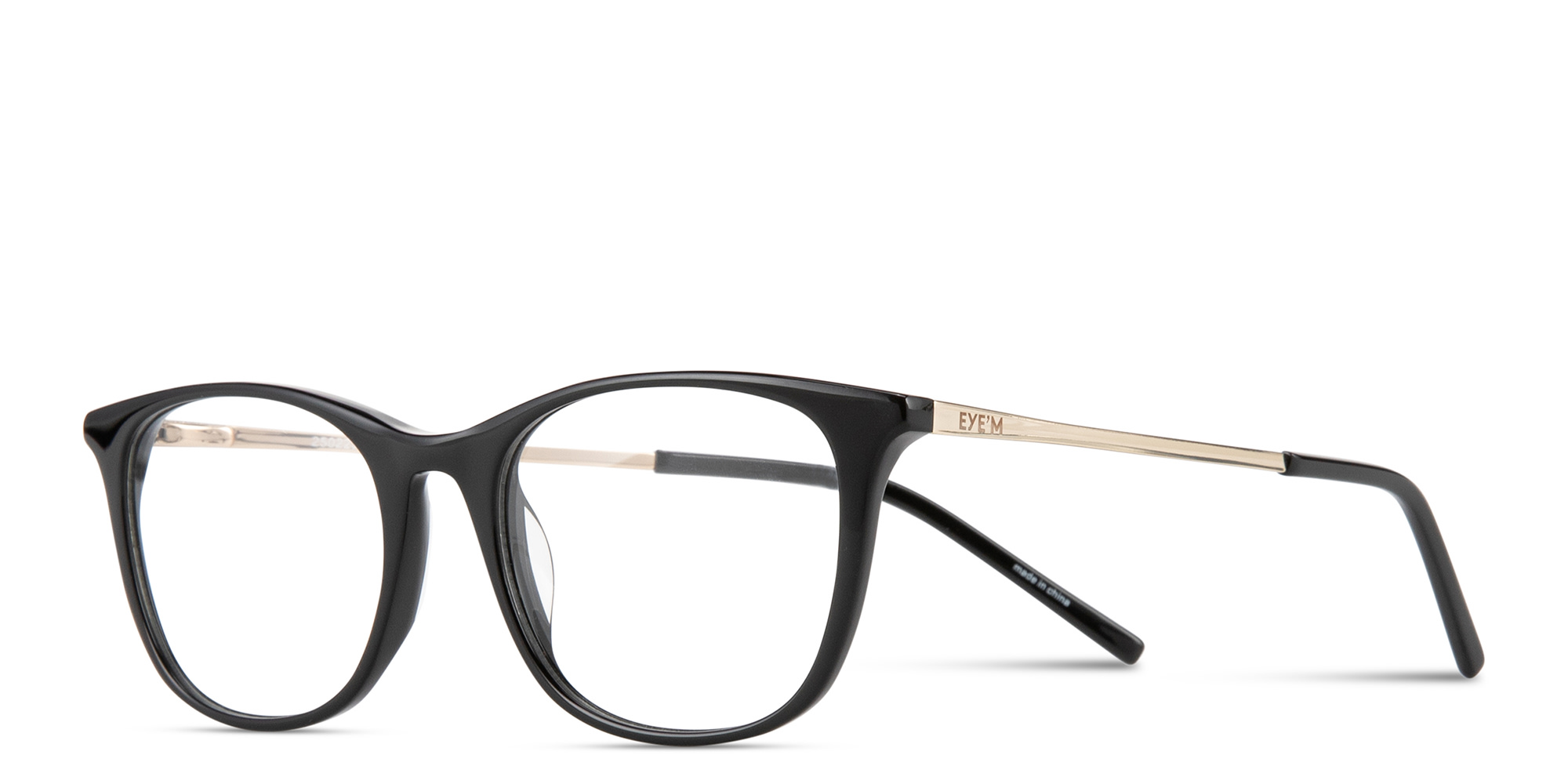 Shop EYE'M Engraved Logo Square Eyeglasses in Black online.