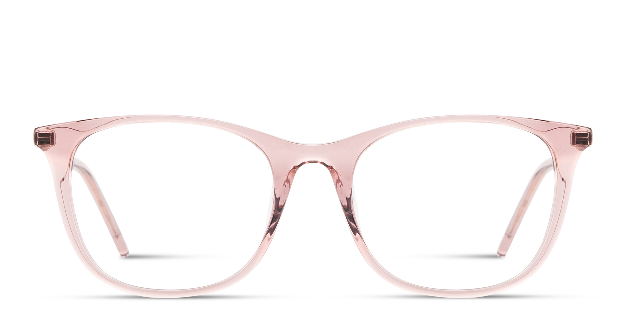 Shop EYE'M Engraved Logo Square Eyeglasses in Transparent Pink online.