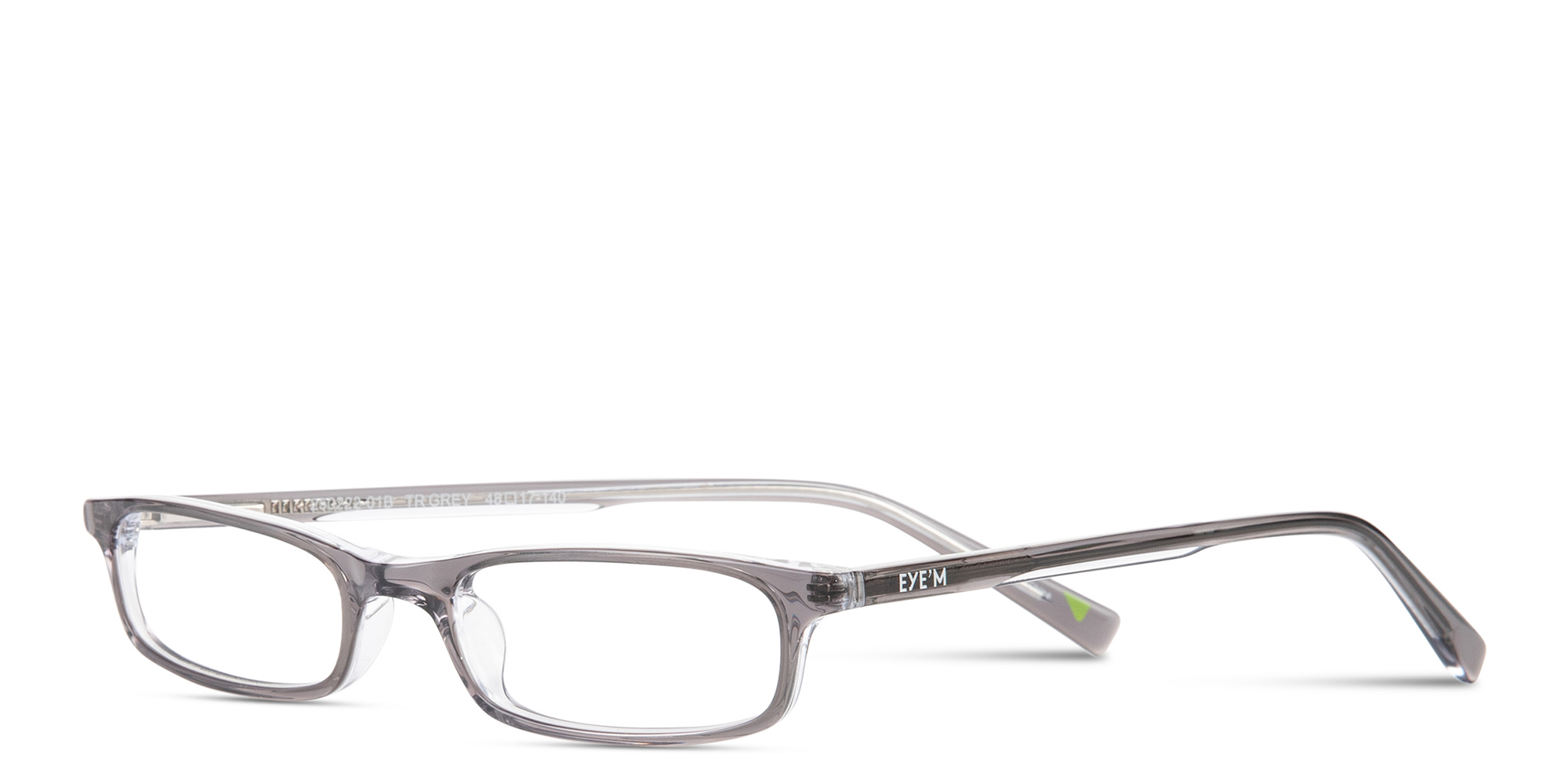 Shop EYE'M Logo Signature Unisex Rectangle Eyeglasses in Transparent Grey online.