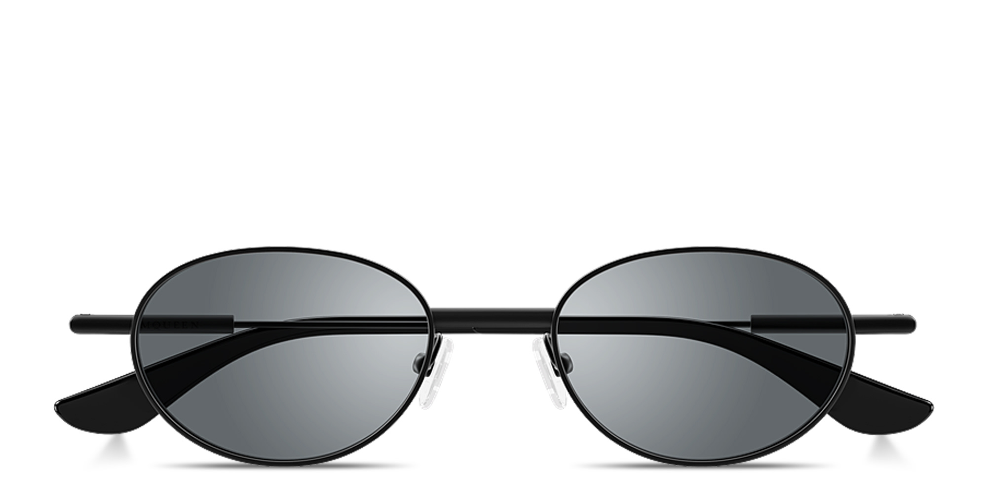 Shop Alexander McQueen Metal T-Bar Unisex Oval Sunglasses in Black online.