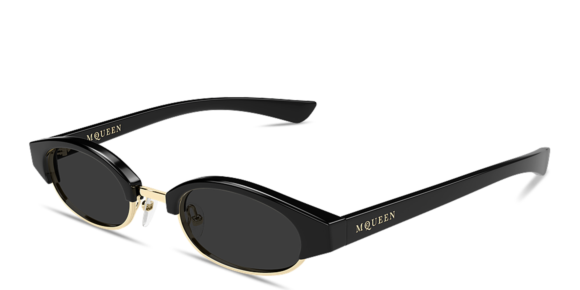 Alexander McQueen Ellipse Unisex Oval Sunglasses in Black – Product Photo 2