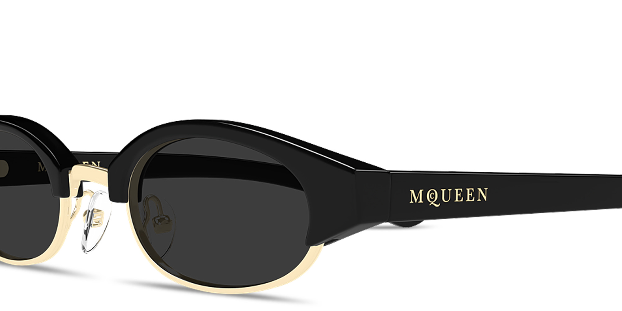 Alexander McQueen Ellipse Unisex Oval Sunglasses in Black – Product Photo 3