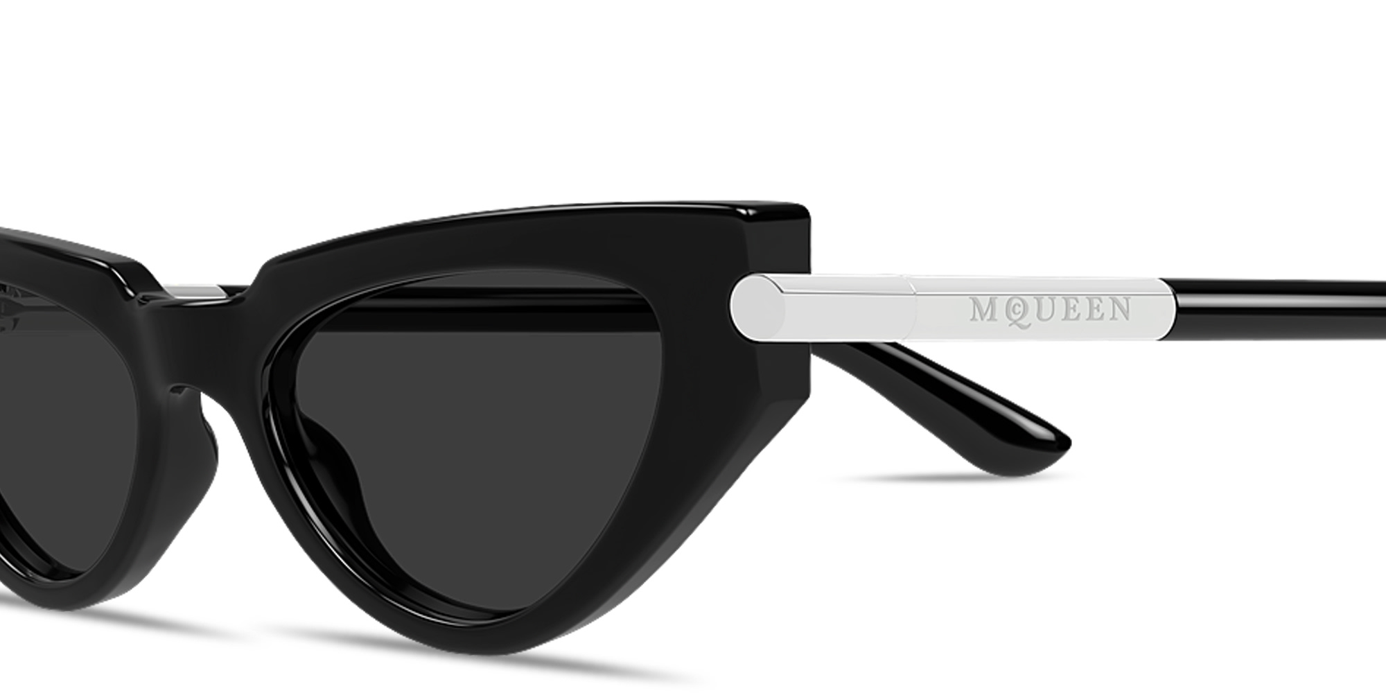 Shop Alexander McQueen T-Bar Icon Cat-Eye Sunglasses in Black online.