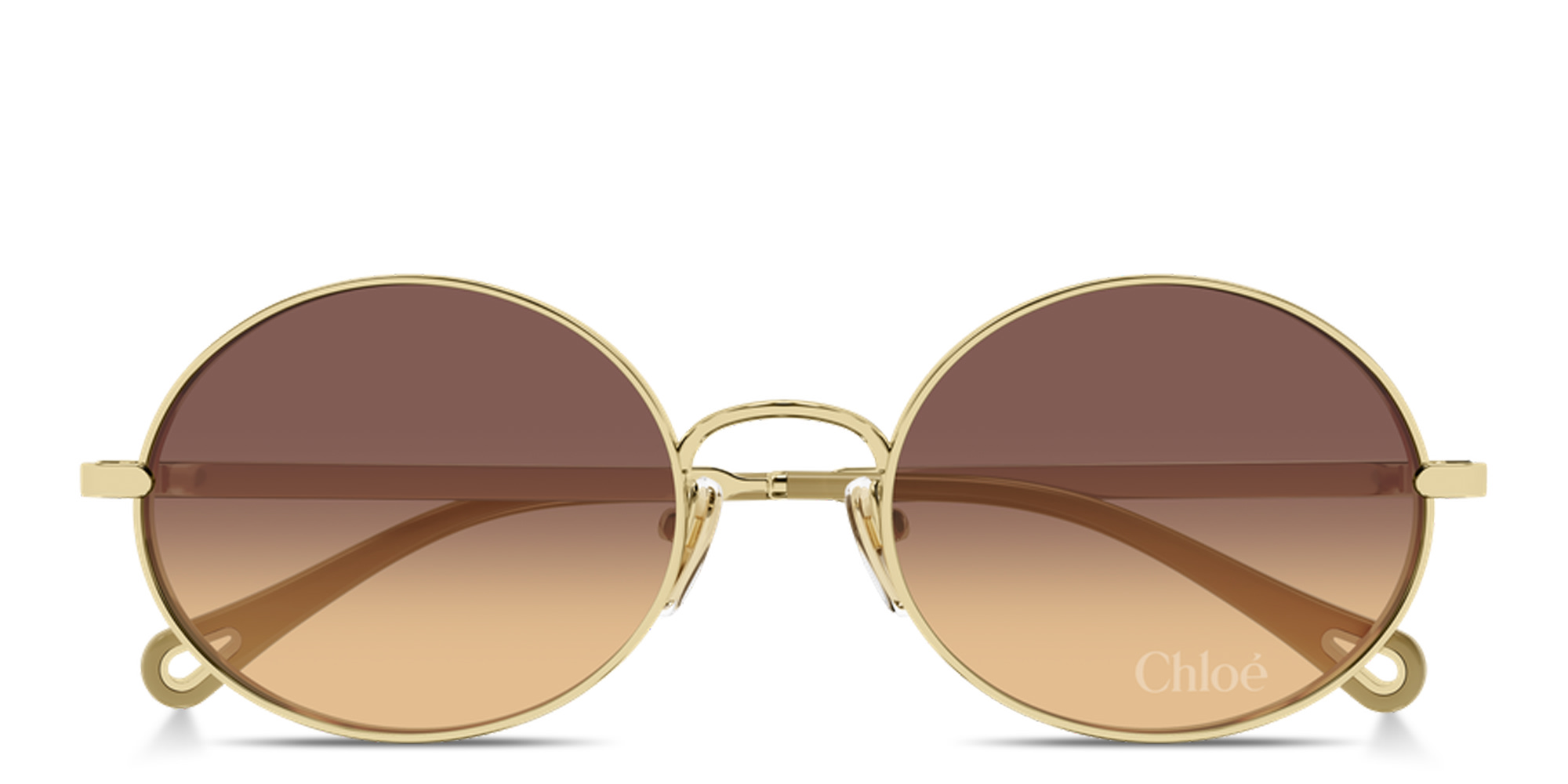Shop Chloe Aly Petit Oval Sunglasses in Gold online.
