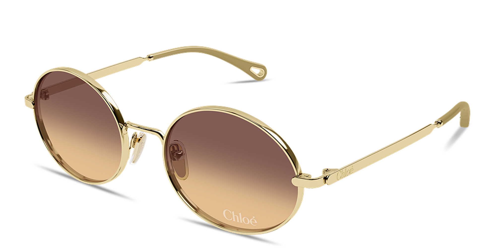 Shop Chloe Aly Petit Oval Sunglasses in Gold online.