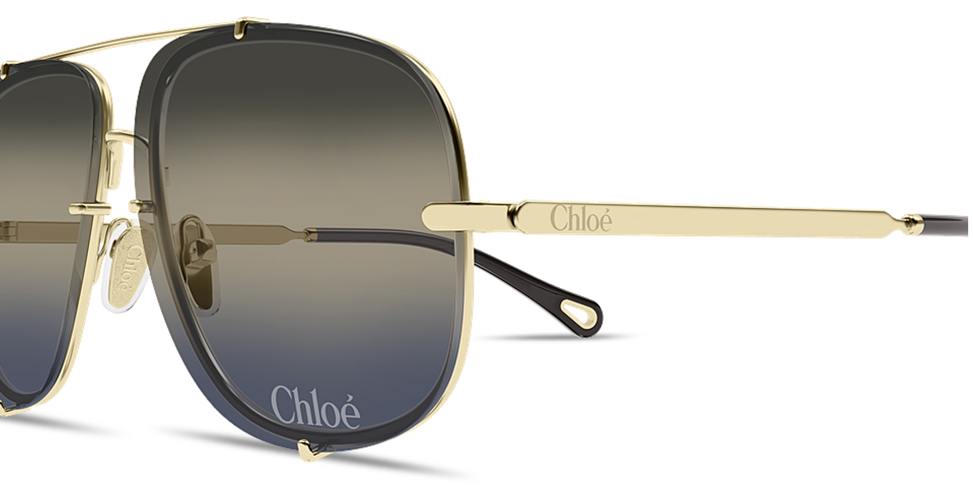 Shop Chloe Ivy Aviator Sunglasses in Gold online.