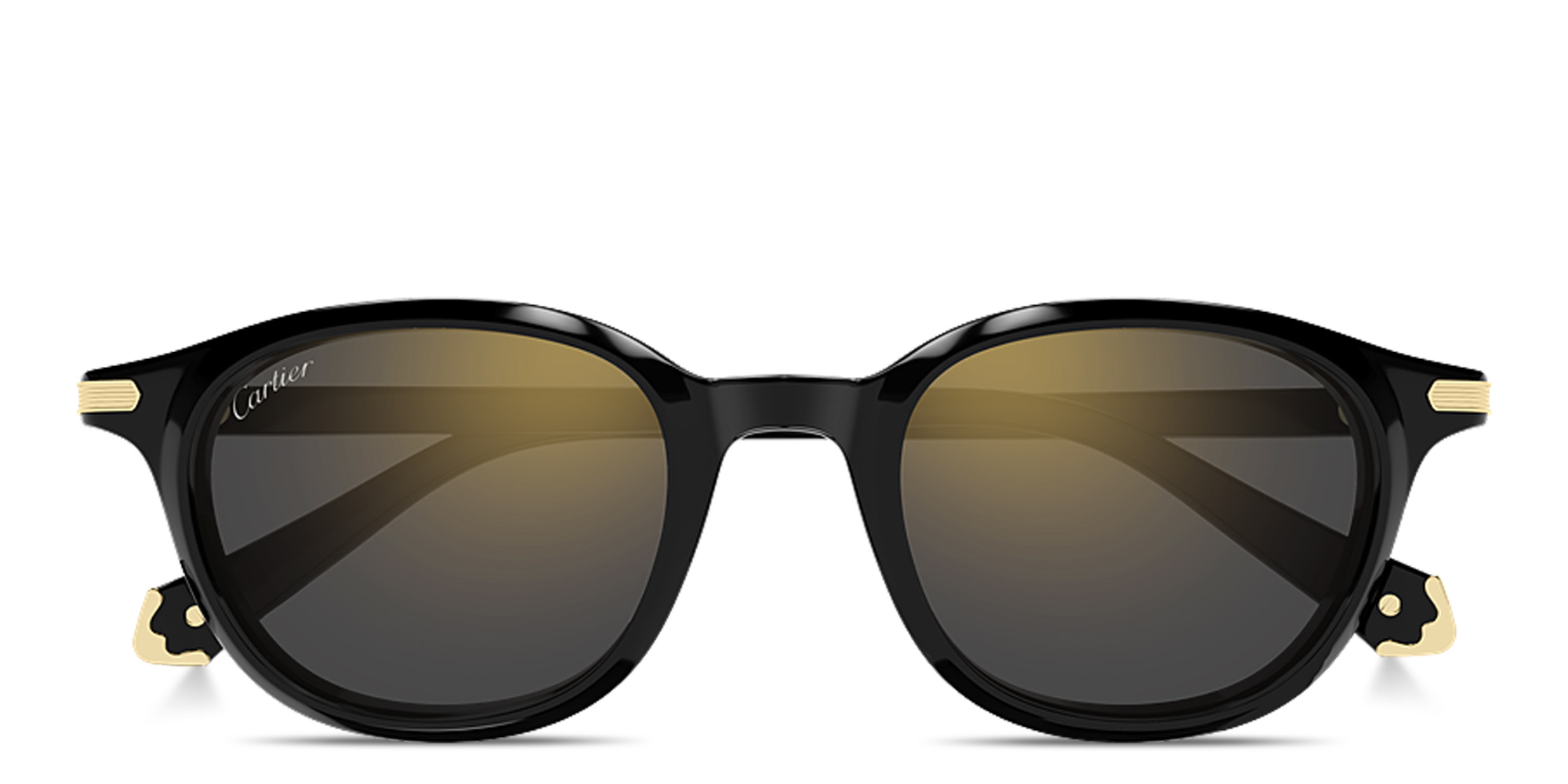 Shop Cartier Première de Cartier Unisex Round Sunglasses in Black online.