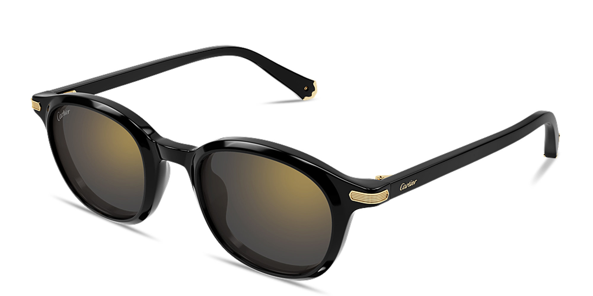 Shop Cartier Première de Cartier Unisex Round Sunglasses in Black online.