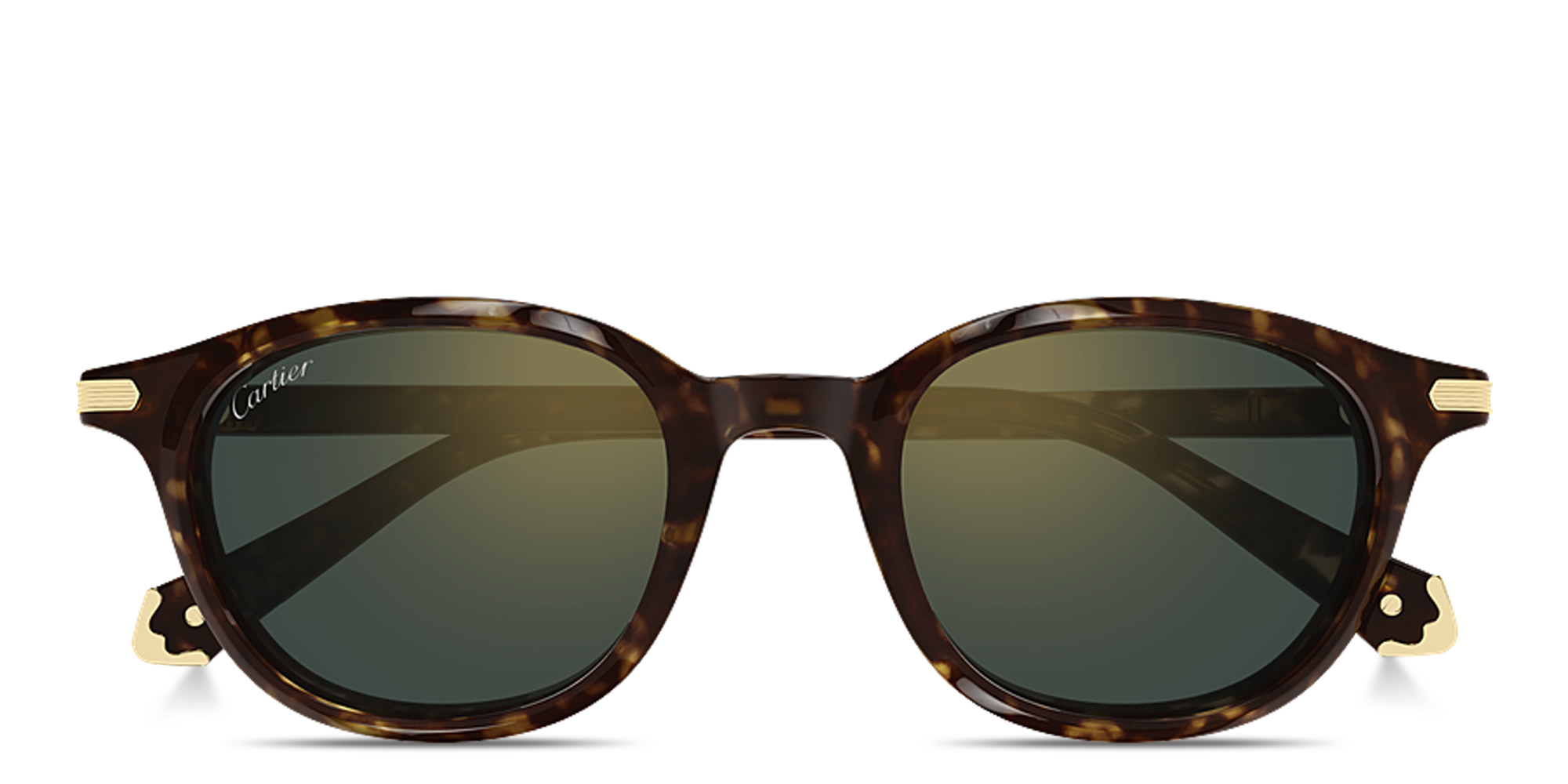 Shop Cartier Première de Cartier Unisex Round Sunglasses in Havana online.