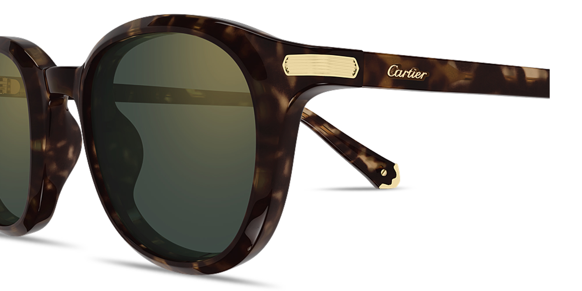 Shop Cartier Première de Cartier Unisex Round Sunglasses in Havana online.