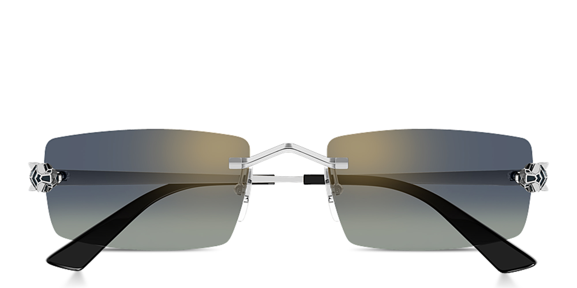 Shop Cartier Panthère de Cartier Unisex Rimless Rectangle Sunglasses in Silver online.