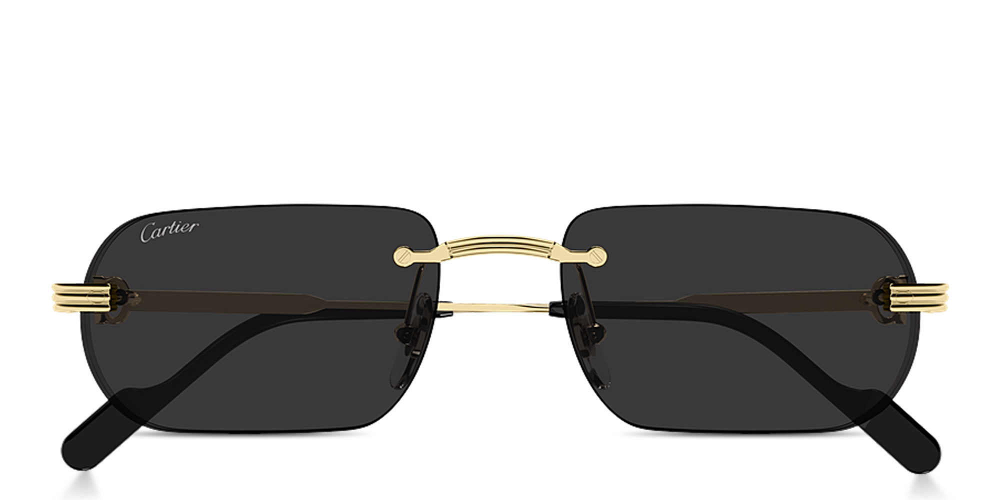 Shop Cartier Première de Cartier Rimless Rectangle Sunglasses in Gold online.