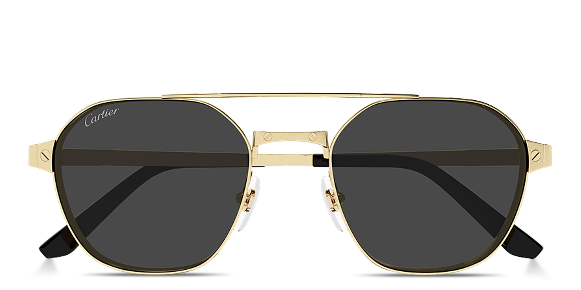 Shop Cartier Santos de Cartier Square Sunglasses in Gold online.