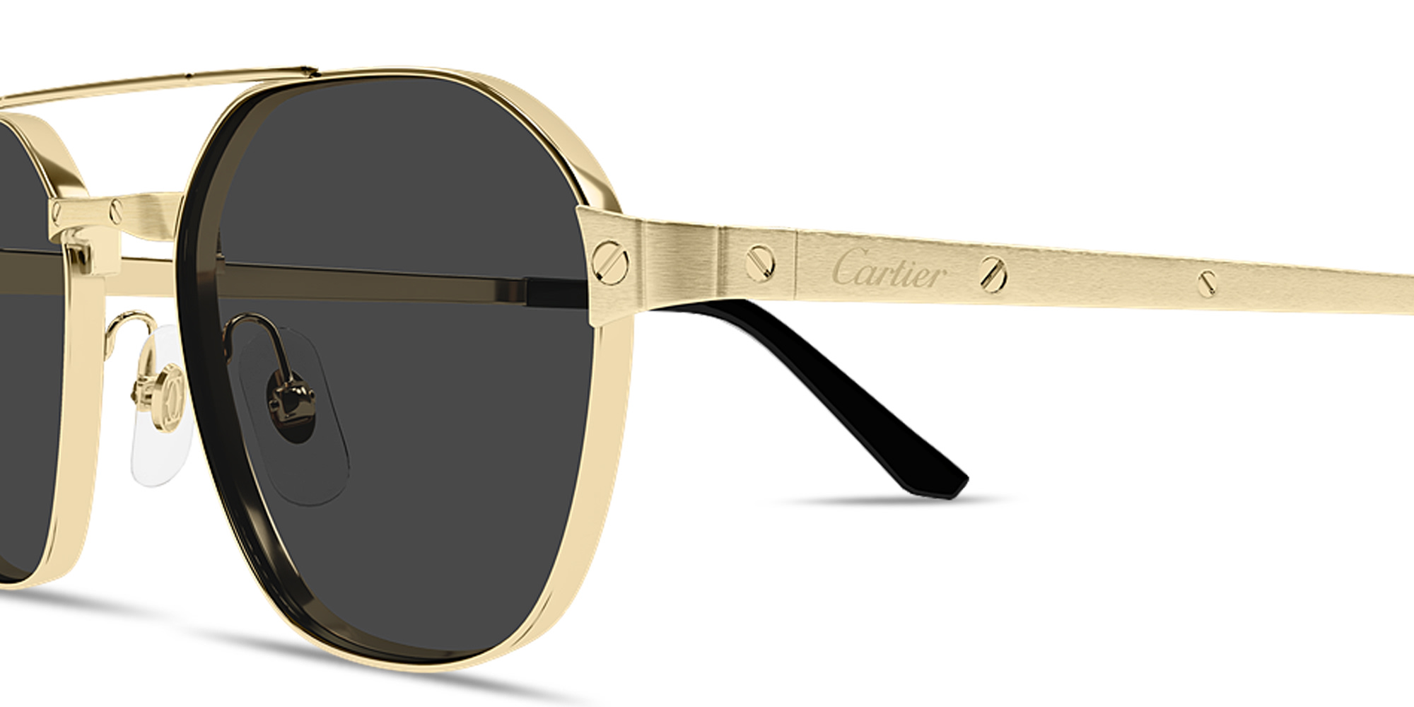 Shop Cartier Santos de Cartier Square Sunglasses in Gold online.