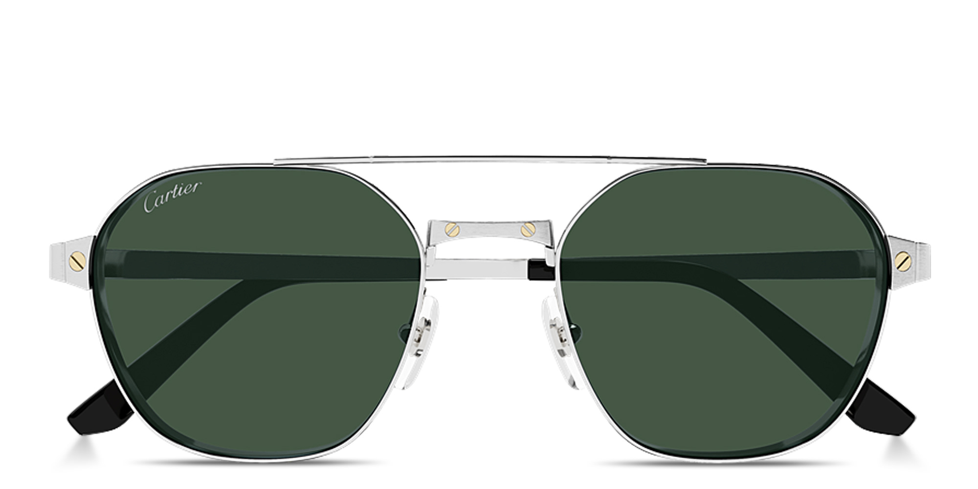 Shop Cartier Santos de Cartier Square Sunglasses in Silver online.
