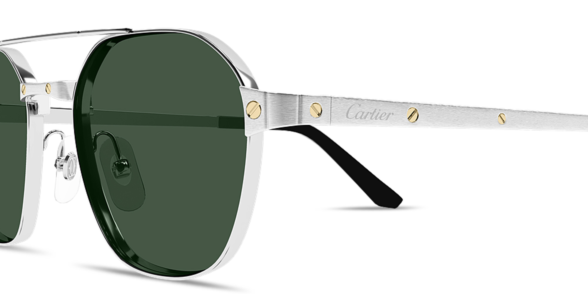 Shop Cartier Santos de Cartier Square Sunglasses in Silver online.