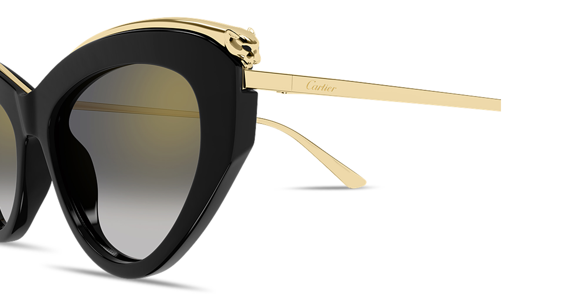 Shop Cartier Panthère de Cartier Cat-Eye Sunglasses in Polished Black online.