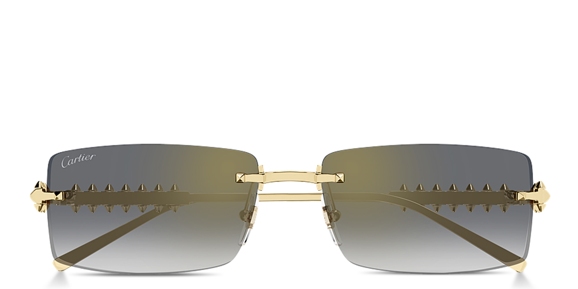 Shop Cartier Clash de Cartier Unisex Rimless Rectangle Sunglasses in Gold online.