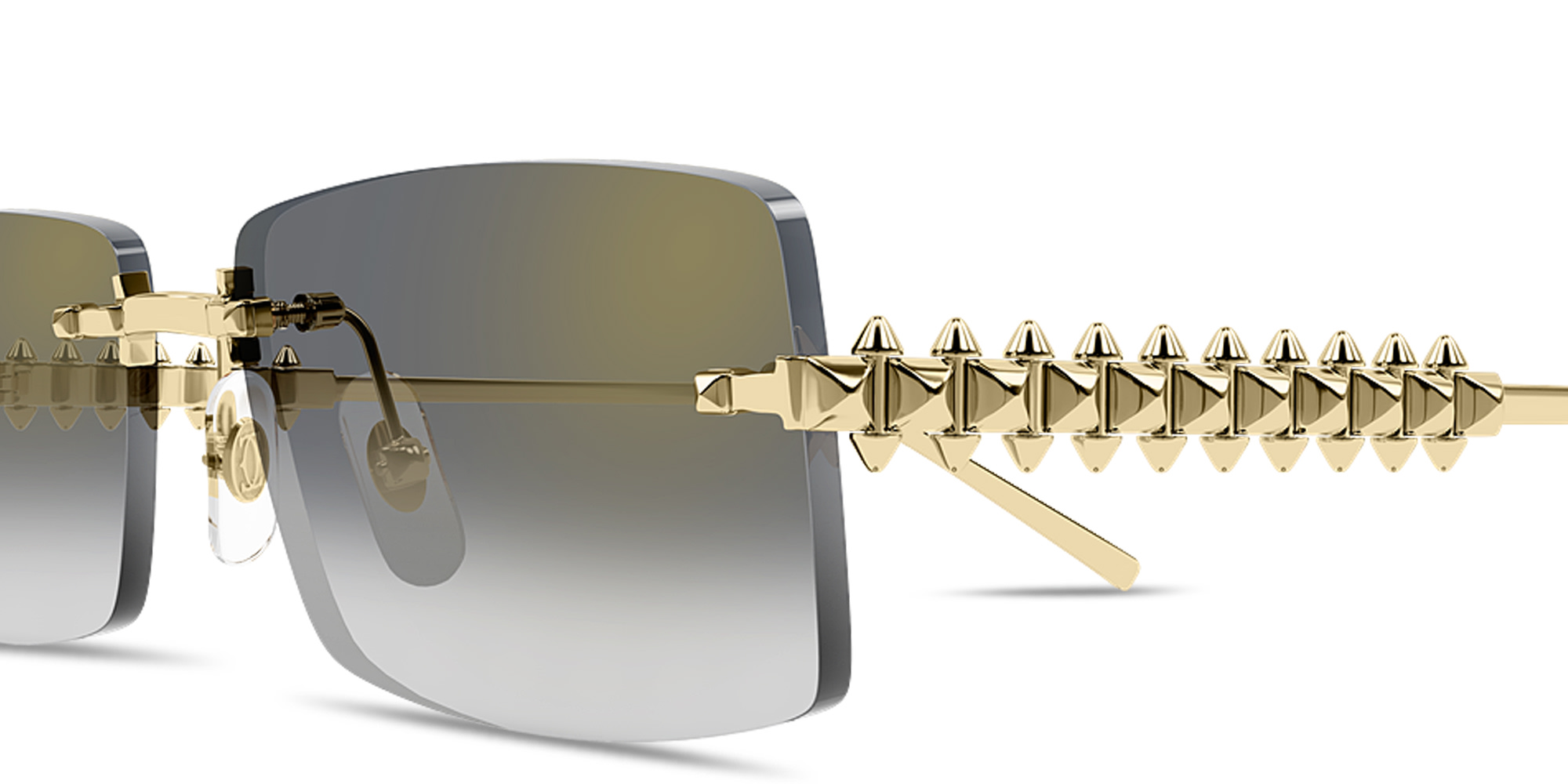 Shop Cartier Clash de Cartier Unisex Rimless Rectangle Sunglasses in Gold online.