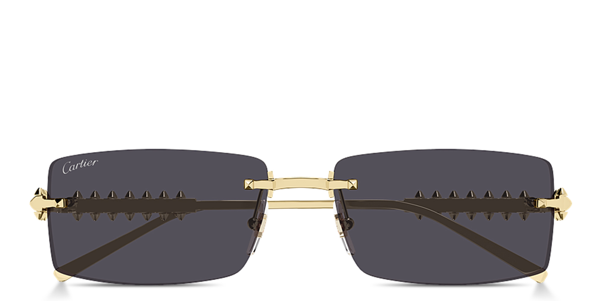 Shop Cartier Clash de Cartier Unisex Rimless Rectangle Sunglasses in Gold online.